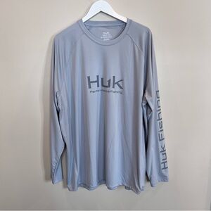 Huk Performance Fishing Shirt Men's Size XXL Gray Long Sleeve Lightweight